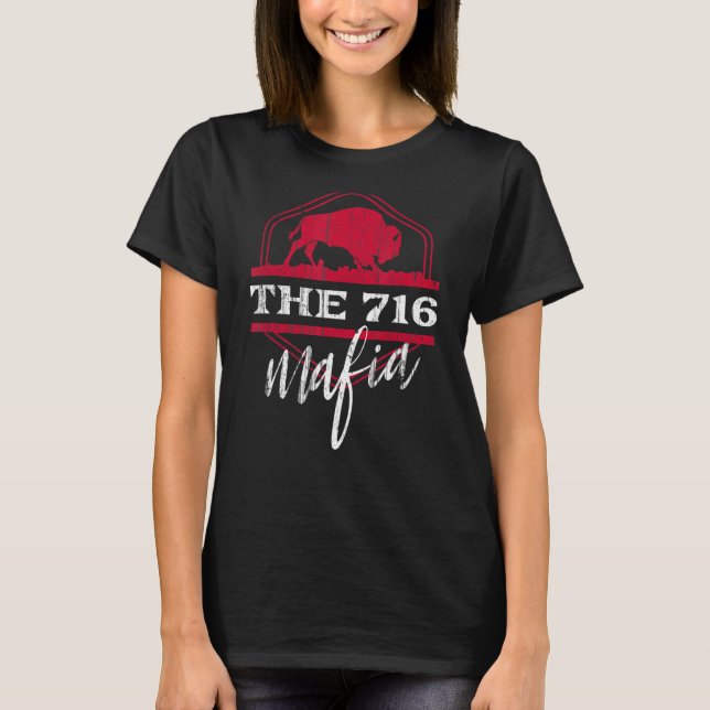 Camiseta Buffalo Máfia para o 716 Area Code Buffalo NY (Frente)