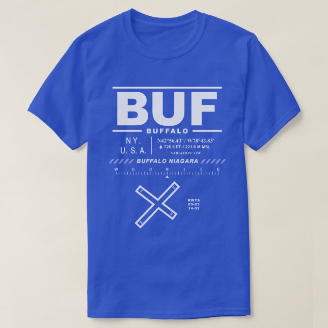 Camiseta Buffalo Niagara Aeroporto Internacional BUF T-Shir (Frente do Design)