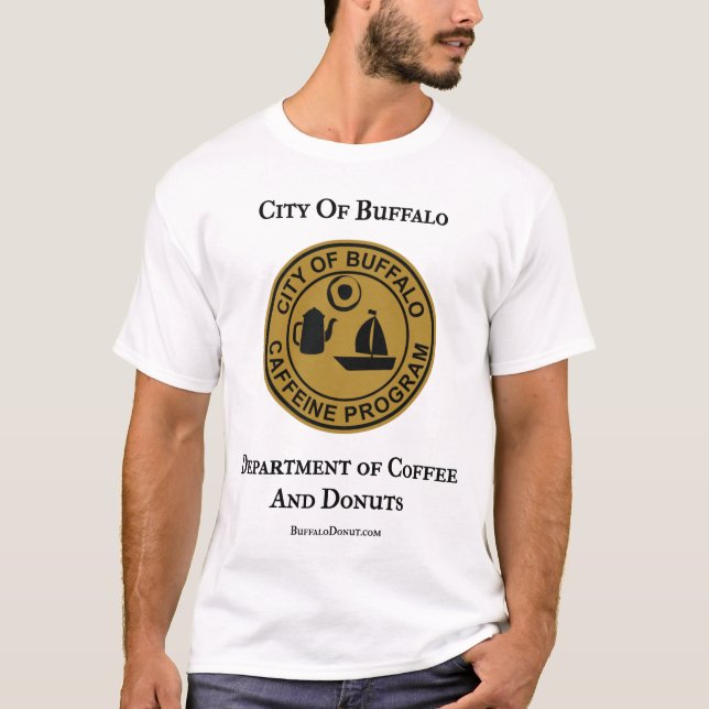 Camiseta Buffalo NY Café e Rosquinhas Cidade Engraçada de B (Frente)