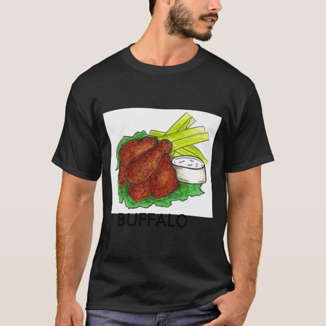 Camiseta Buffalo Ny New York Hot Bbq Chicken Wings Celery _ (Frente)