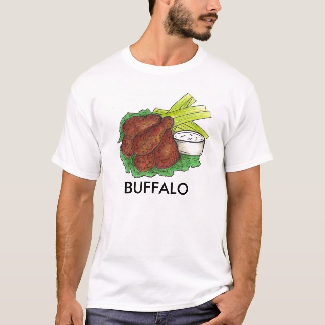 Camiseta Buffalo NY Nova York Asas de Galinha de Quente CHU (Frente)