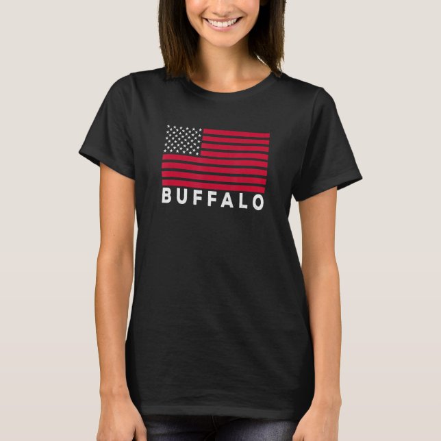 Camiseta Buffalo NY USA Flag Buffalo Red White & Blue Buffa (Frente)