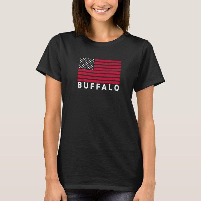 Camiseta Buffalo NY USA Flag Buffalo Red White & Blue Buffa (Frente)