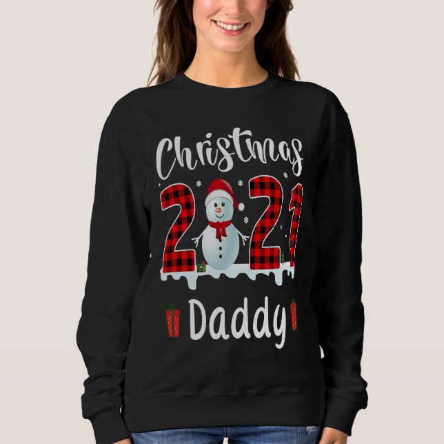 Camiseta Buffalo Plaid Christmas 2021 Daddy Snowman (Frente)