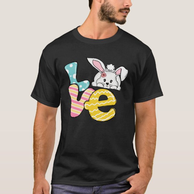 Camiseta Buffalo Plaid Love Bunny Retro Groovy Easter Day (Frente)
