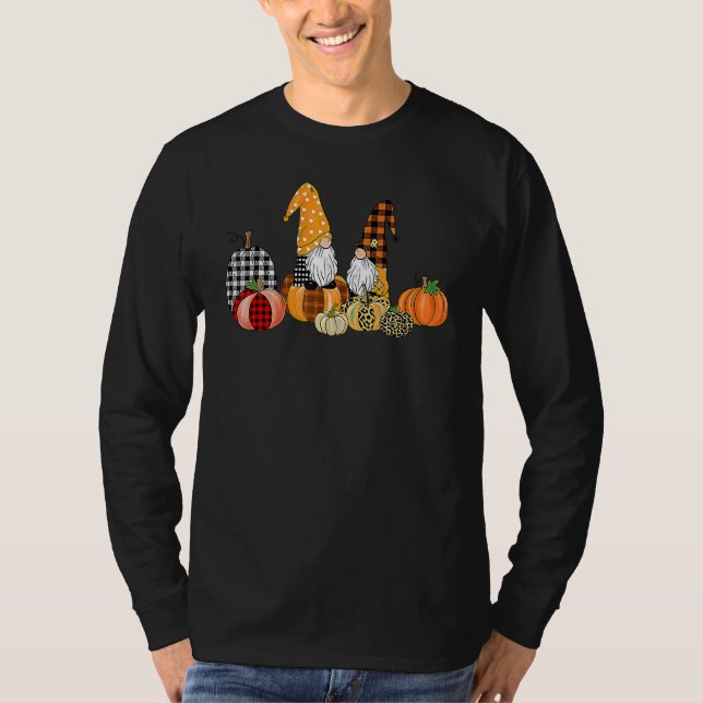 Camiseta Buffalo Plaid Pumpkin Gnomes Fall Autumn Thanksgiv (Frente)