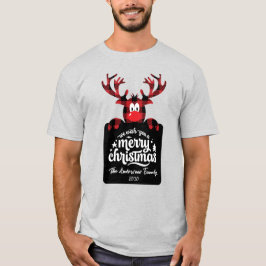 Camiseta Buffalo Plaid Reindeer Customized Christmas Family