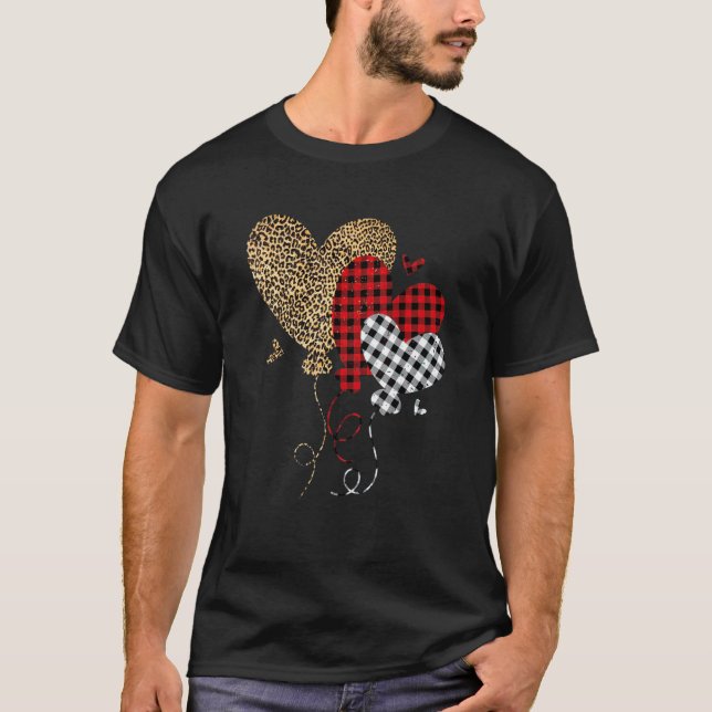 Camiseta Buffalo Red Black Xadrez E Leopard Hearts Valenti (Frente)
