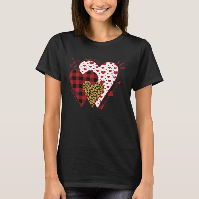 Camiseta Buffalo Red Black Xadrez E Leopard Hearts Valenti (Frente)