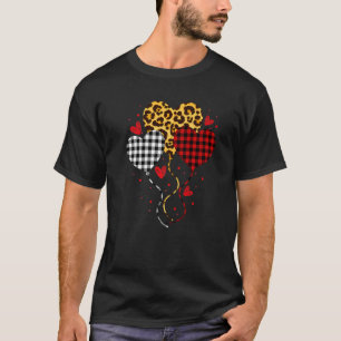 Camiseta Buffalo Red Xadrez E Leopard Cute Hearts Valentin