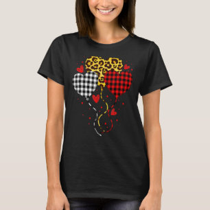 Camiseta Buffalo Red Xadrez E Leopard Cute Hearts Valentin