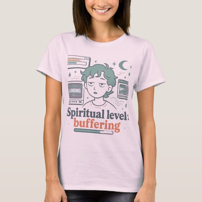 Camiseta Buffer de Nível Espiritual - Cota Funny T-Shir (Frente)