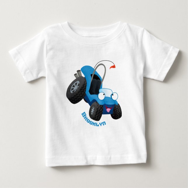 Camiseta Buggy duna em forma de cartoon de veículos rodoviá (Frente)
