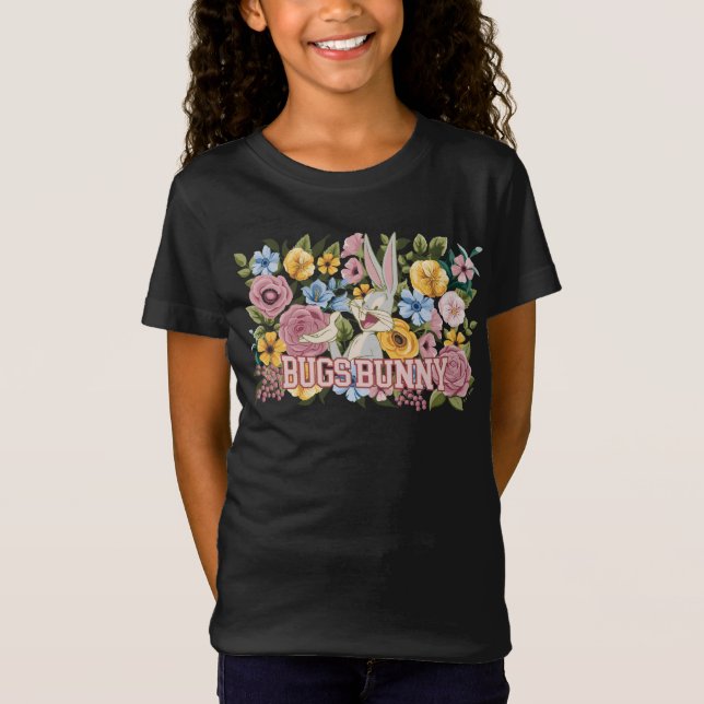 Camiseta BUGS BUNNY™ Bordado Floral Gráfico (Frente)