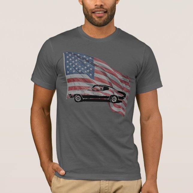 Camiseta Buick Skylark com Bandeira Americana (Frente)
