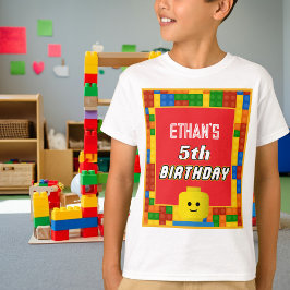 Camiseta Building Blocks Birthday Kids Fun Colorful