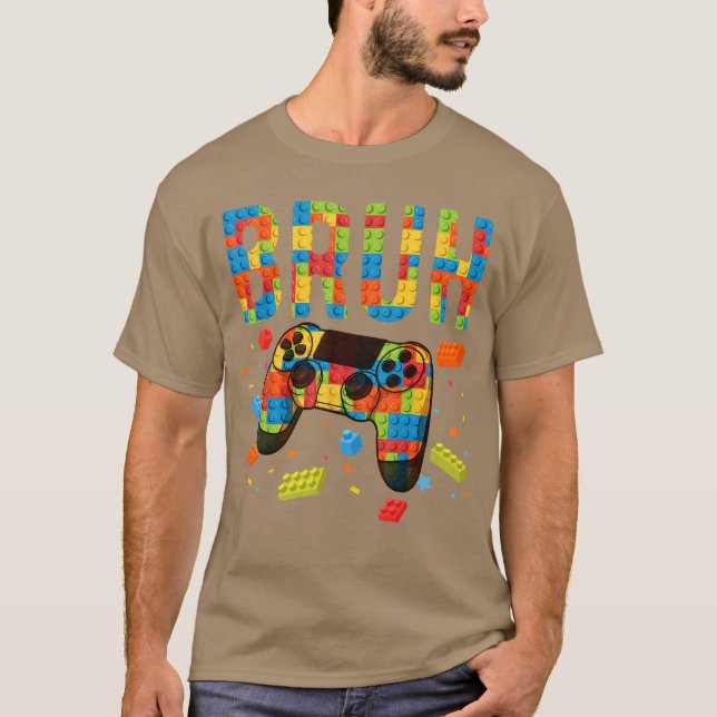 Camiseta Building Blocks Bruh Gamer Brick Builder Boy frien (Frente)