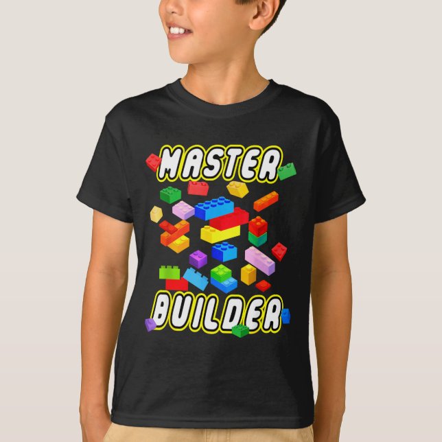 Camiseta Building Bricks Master Builder Construction Block  (Frente)