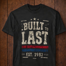Camiseta Built to Last Vintage 1983 Distressed Typography R