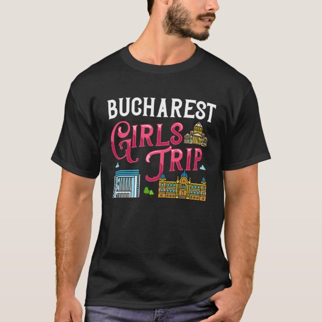 Camiseta Bukarest Romania city skyline map travel (Frente)