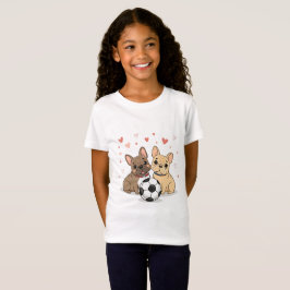 Camiseta Buldog Francés with soccer ball Valentine's Day