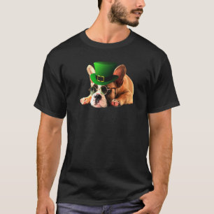 Camiseta Buldogdog francês Dia de São Patrício irlandês