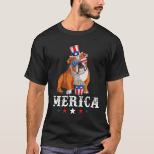 Camiseta Buldogdog Men Usa American Flag English Bulldo