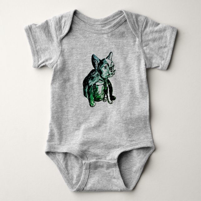 Camiseta Buldogue Bebê Buldogue Francês Bebê Bóstias de Fut (Frente)