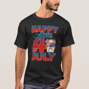 Camiseta Buldogue Cachorro Americano Óculos De Bandeira Fel