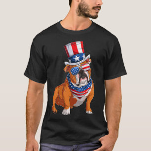 Camiseta Buldogue Dog 4 de julho Bandeira Americana