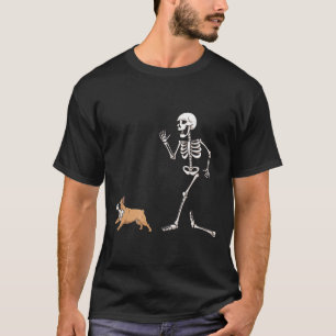 Camiseta Buldogue E Esqueleto Francês Do Dia de as Bruxas e