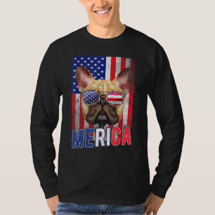 Camiseta Buldogue Em 4 De Julho Meninos Miúdos Óculos De So
