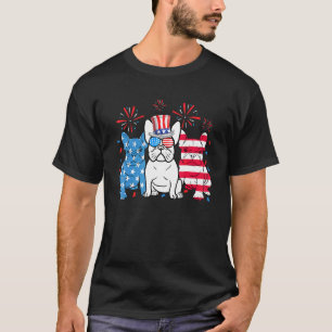 Camiseta Buldogue Francês 4 De Julho Cão De Bandeira Americ