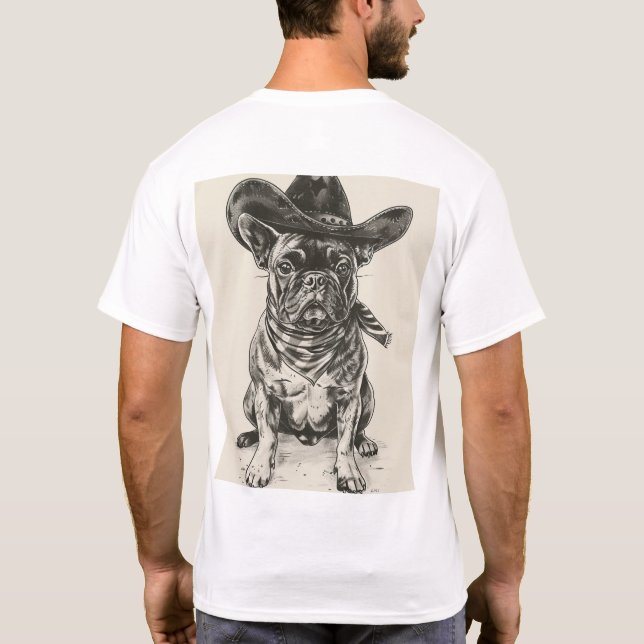 Camiseta Buldogue Francês Adorável com Tinta Retro de Chapé (Verso)