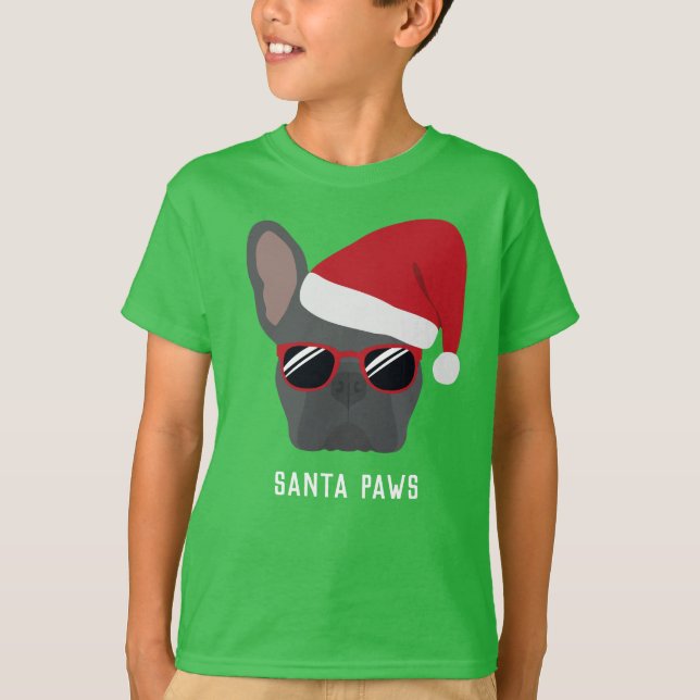 Camiseta Buldogue Francês Azul de Natal (Frente)