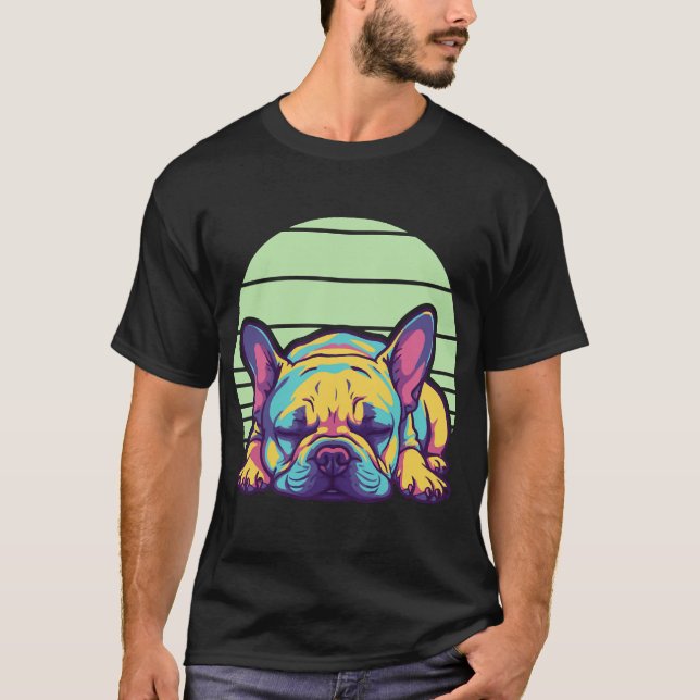 Camiseta buldogue francês colorido dormindo (Frente)