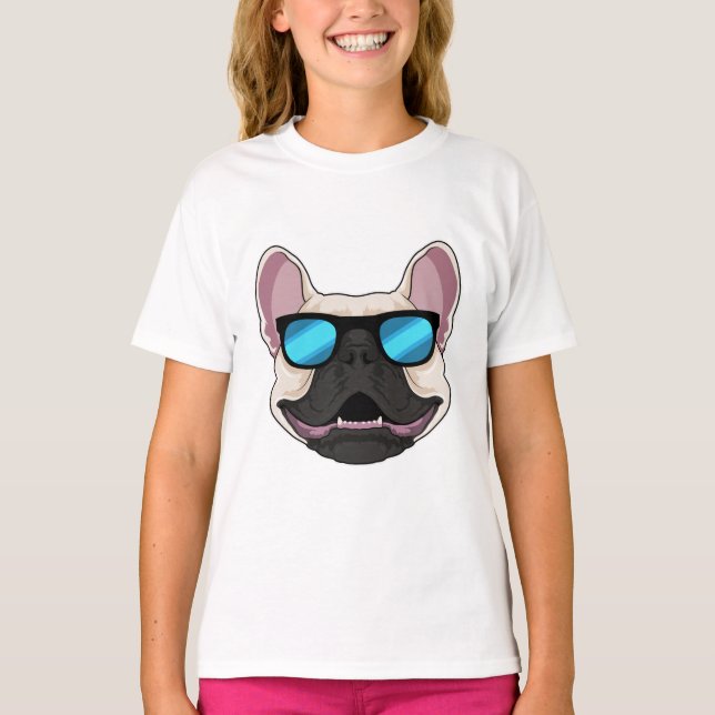 Camiseta Buldogue francês com óculos escuros (Frente)