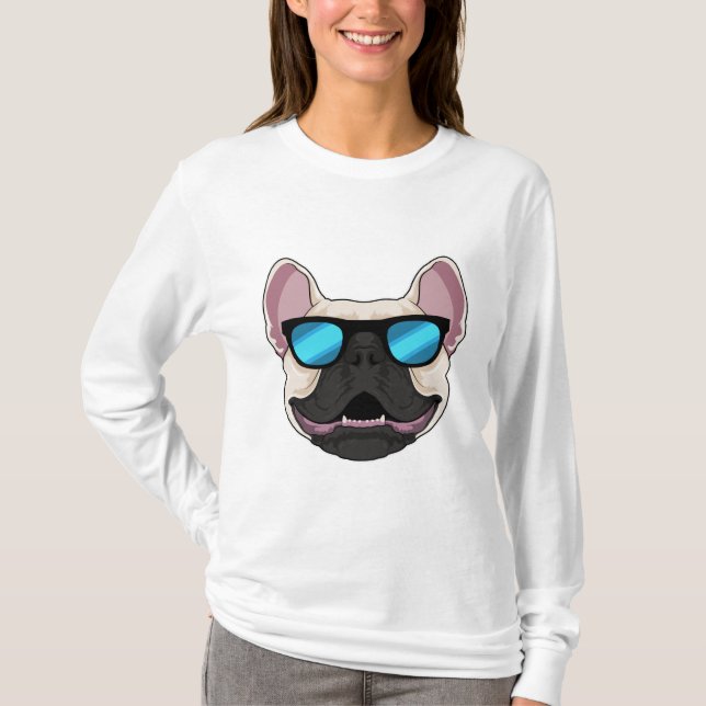 Camiseta Buldogue francês com óculos escuros (Frente)