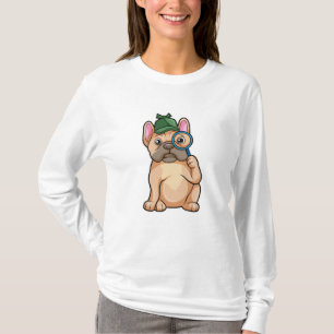 Camiseta Buldogue francês como Detetive com Lâmpada