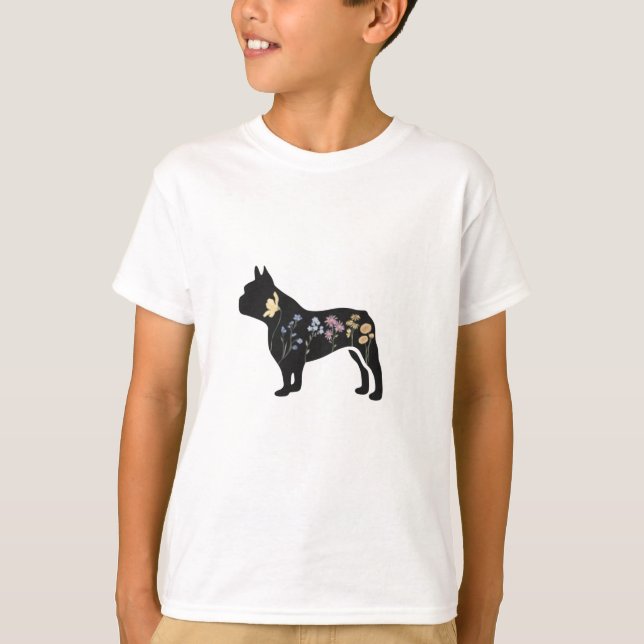 Camiseta Buldogue Francês de Flor Selvagem (Frente)