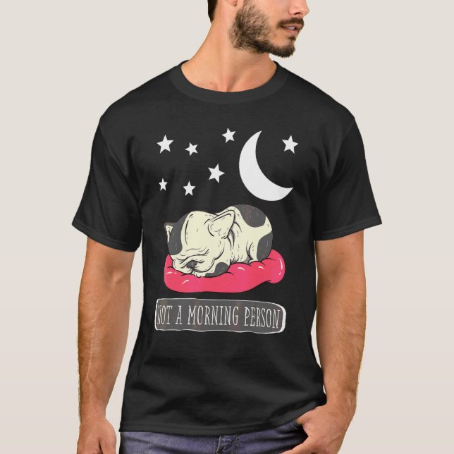 Camiseta Buldogue Francês Dormindo Pijamas Roupa Noturna (Frente)