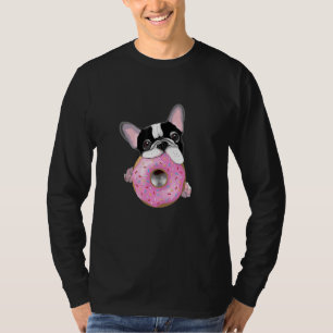 Camiseta Buldogue francês e animais de rosquinha cor-de-ros