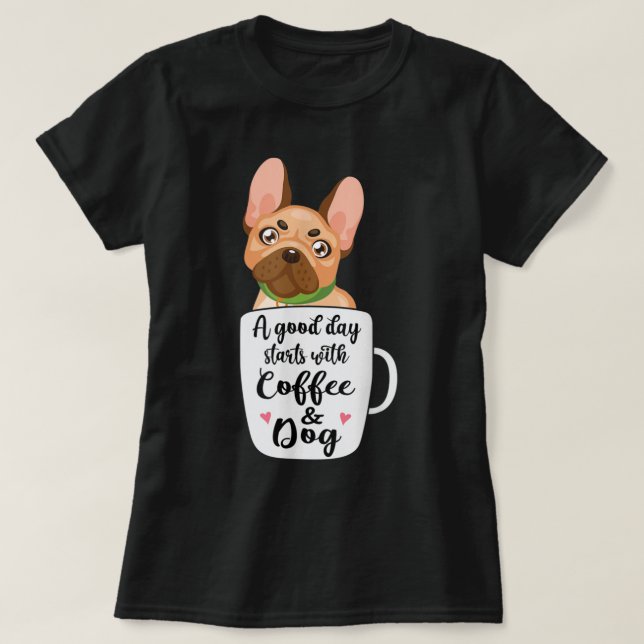 Camiseta Buldogue francês em uma cafeteria mãe (Frente do Design)