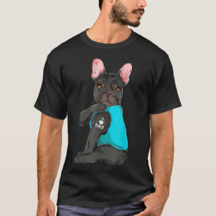Camiseta Buldogue Francês Eu Adoro Roupa de Tatuagem de Pai