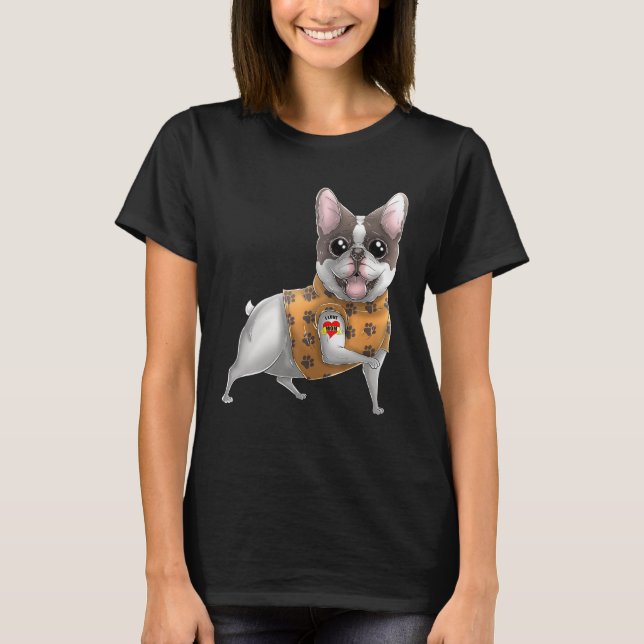 Camiseta Buldogue Francês Eu Amo Mãe Tatuagem Dia de as mãe (Frente)