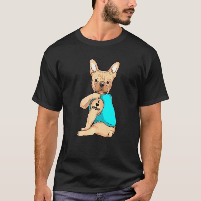 Camiseta Buldogue Francês Eu Amo Mamãe Roupa Cachorro Mamãe (Frente)