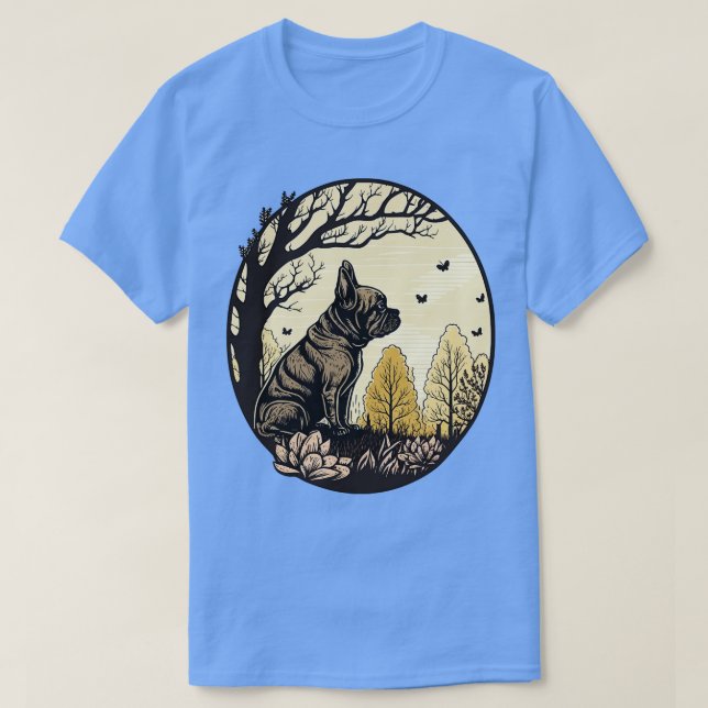 Camiseta Buldogue francês fofo retrô (Frente do Design)