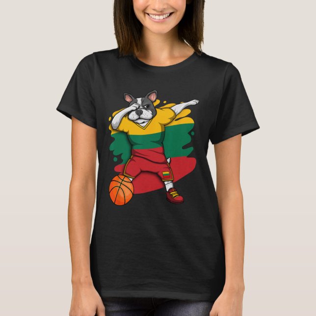 Camiseta Buldogue Francês Lituânia Fã de Basquete Jersey Sp (Frente)