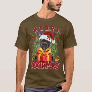 Camiseta Buldogue Francês Merry Xmas Woofmas Xmas Lights Sa
