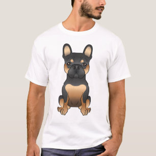 Camiseta Buldogue Francês Negro E Tan / Cachorro Francês